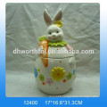 Large handpainting easter rabbit ceramic cookie jars for Easter day